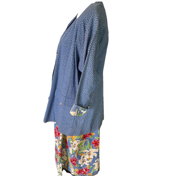 Vintage Chaus Women 2Pc Jacket & Skirt Floral Chip 100% Cotton Gauze Size 12 NOS - Picture 3 of 16